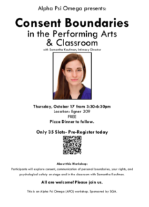 Consent Boundaries in the Performing Arts & Classroom @ Egner 209