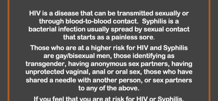 Free HIV & Syphilis Testing Free HIV & Syphilis Testing