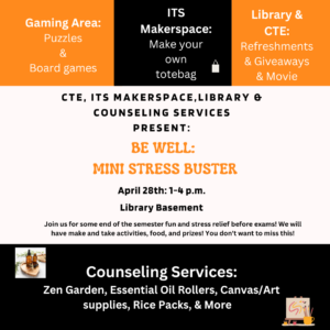 Be Well: Mini Stress Buster Event @ Shafer Library Basement